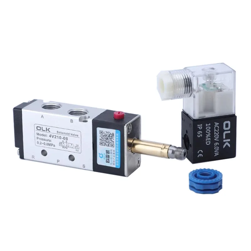 صمام لولبي هوائي ، صمام لولبي ثنائي الموضع ، 5-موضع ، DC12V ، DC24V ، AC110V ، AC110V ، AC220V ، 4V110-06 ، 4V210-08 ، 4V310-10 ، 4V410-15