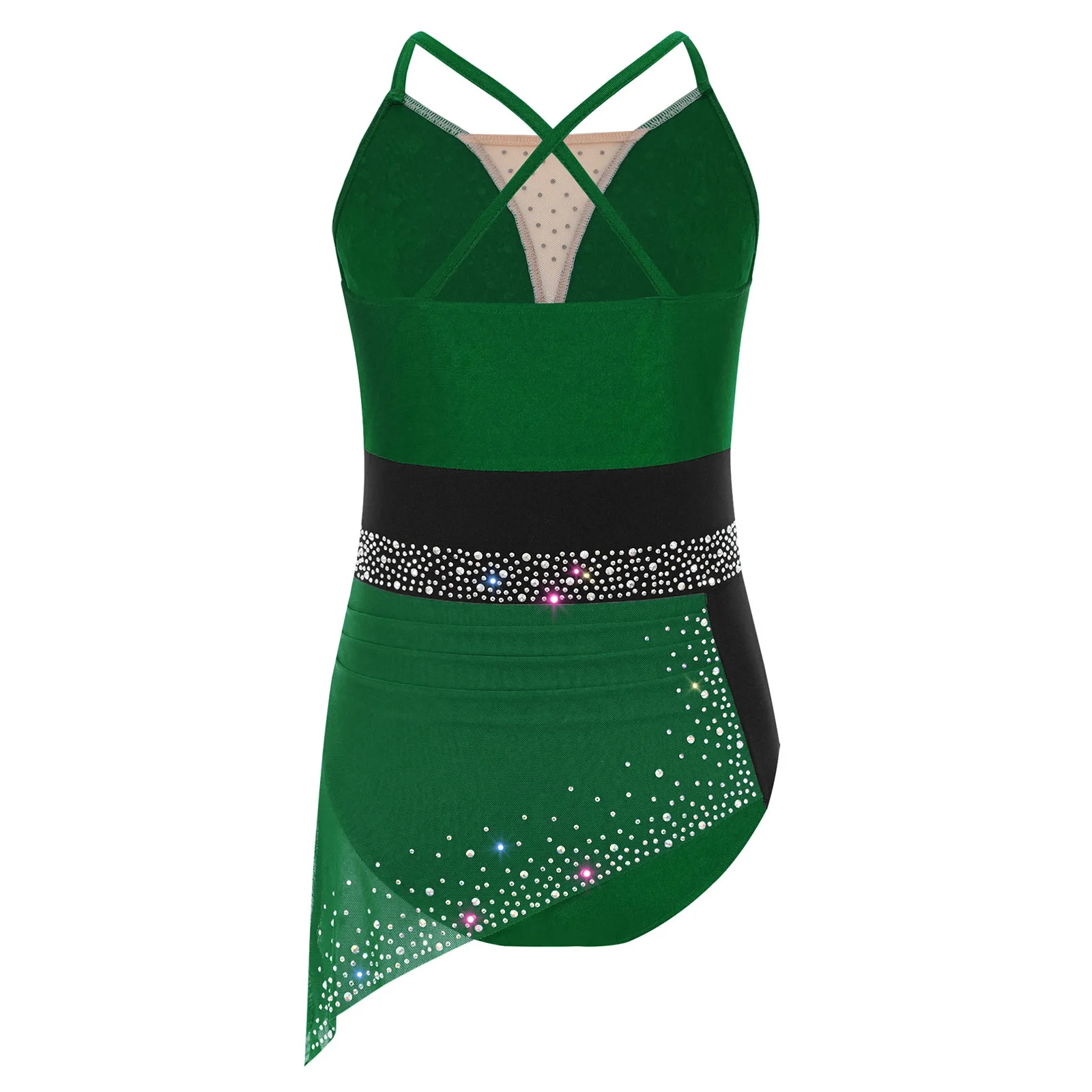 

Детское трико со рюшами для девочек, платье для выступлений, художественное платье для фигурного катания, гимнастики, стразы, балетный костюм для лирического танца