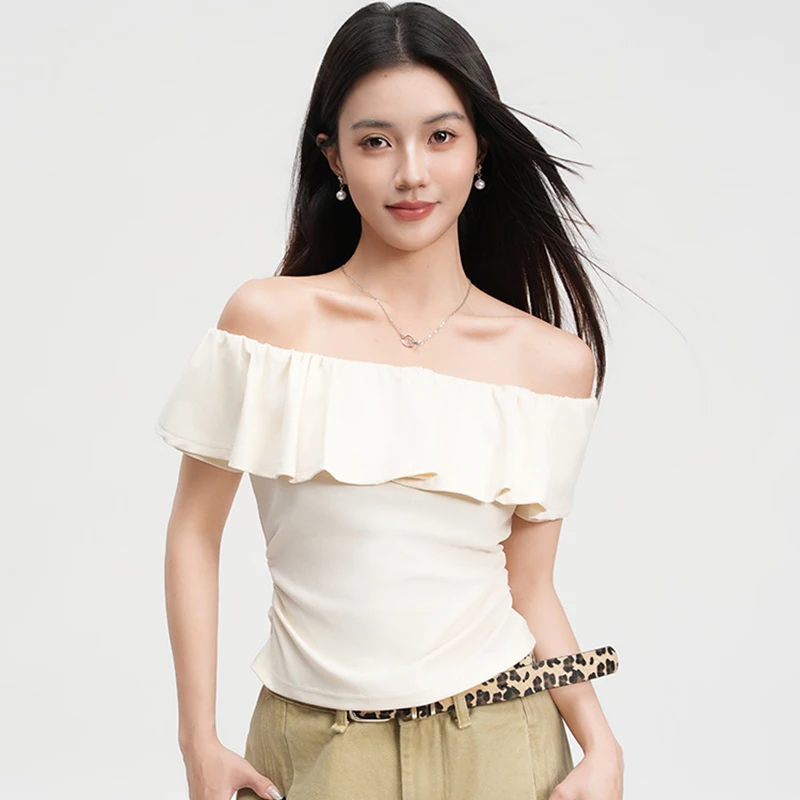 

T Shirt Women Korean Chic Short Sleeve Slim Fit Tshirt Woman 2025 Summer Design Tee Top Mujer