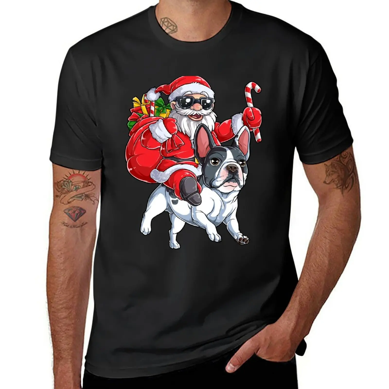 

French Bulldog Christmas shirt Santa Claus Woofmas Dog Boys T-Shirt funny t shirt custom t shirt sweat shirt mens clothing