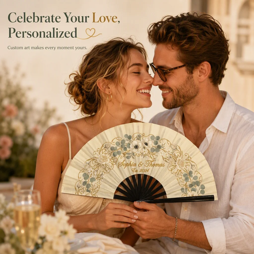 50Pcs Personalized Folding Hand Fans Custom Wedding Favors For Guests Bridal Shower Party Souvenirs Return Gifts Bulk Giveaways