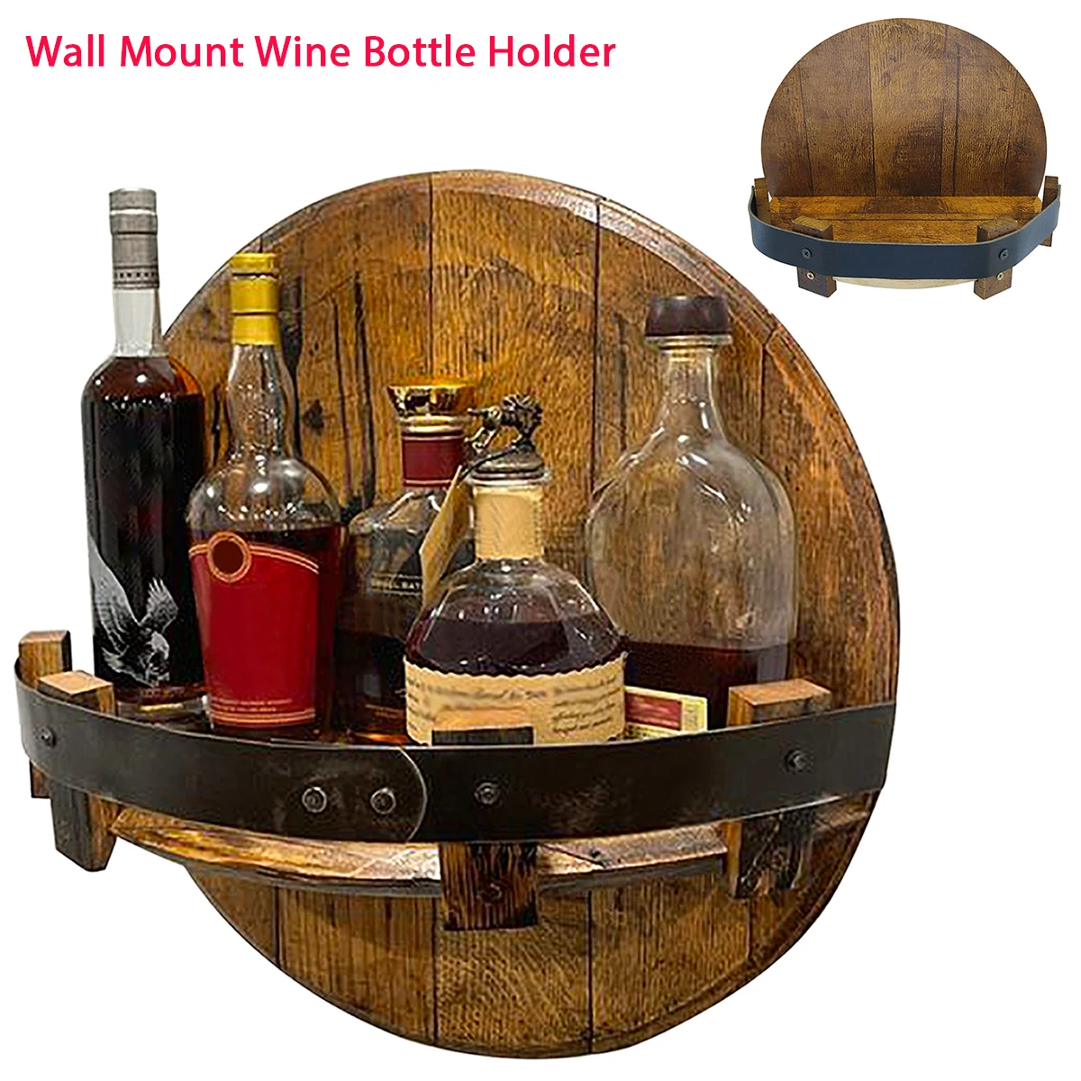 

Wooden Wall Mount Wine Bottle Holder Whiskey Bottle Rack Vintage Wall Shelves Wood Display Stand Shelf Home Bar Accessories
