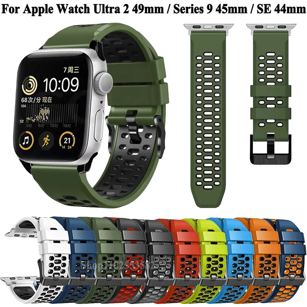 Sport Silikonarmband für Apple Watch Ultra 2 49 mm Armband Armband für Apple Watch Serie 9 8 7 SE 6 45 mm 44 mm 42 mm Zubehör – Detail 2