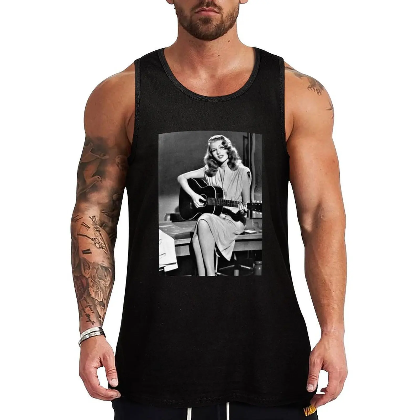 Rita Hayworth toca la guitarra en la película Gilda Tank Top Urban Street Tank Top Camiseta informal sin mangas
