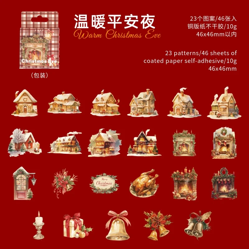 46 stuks Cartoon Kerstdoosstickers Cadeauverpakkingsstickers Scrapbook Briefpapierstickers DIY Handgemaakte Stickers