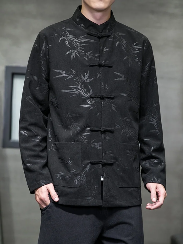 

Men's Windbreaker Jaet 2024 New Spring Autumn Chinese Sle Button up Top Trendy Retro Tang Costume Modified Hanfu