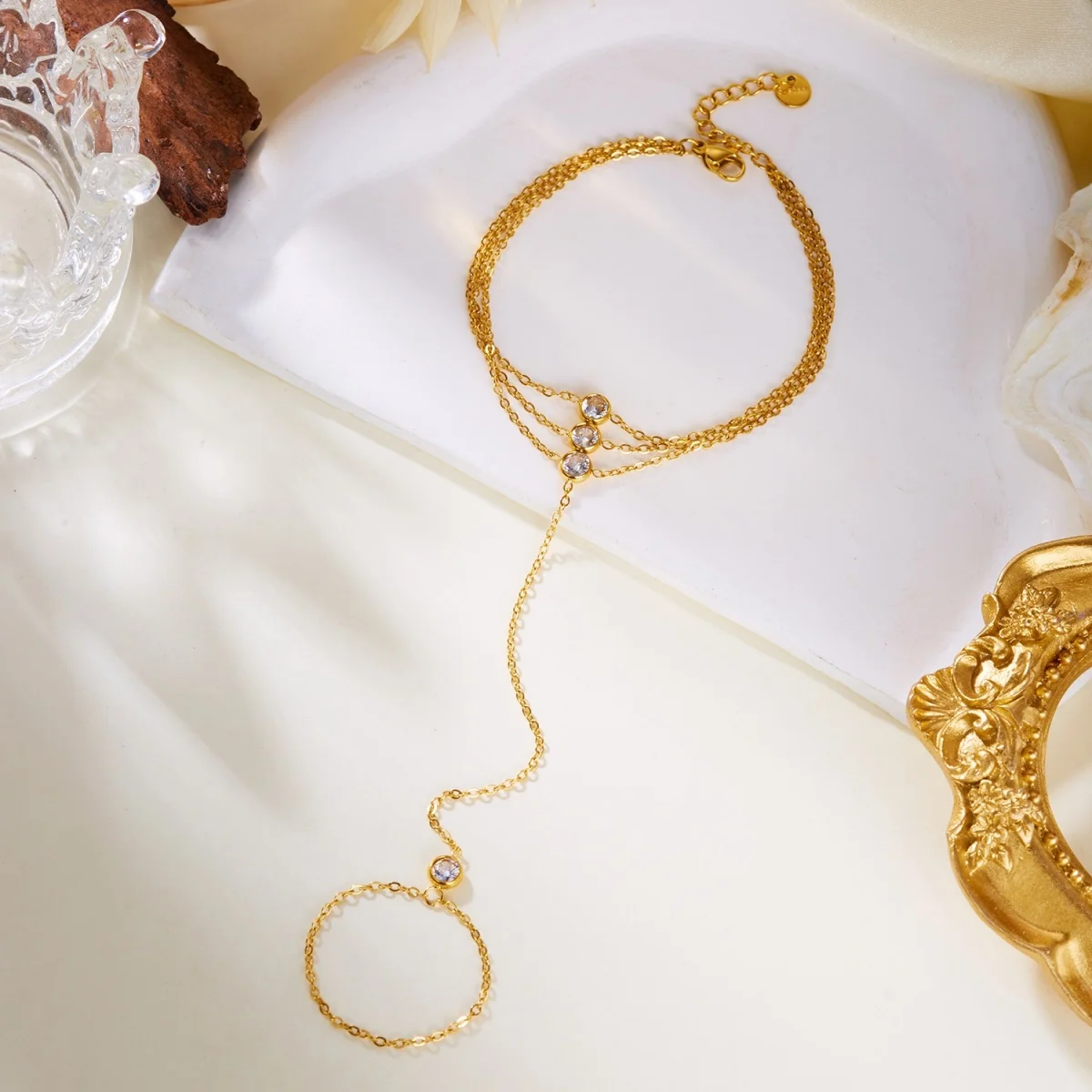 Minimalistische runde Zirkon-Fingerarmbänder aus Edelstahl für Damen und Herren, geometrischer ovaler Kristall-Blumenring, Armreif, Hochzeitsschmuck – Detail 24