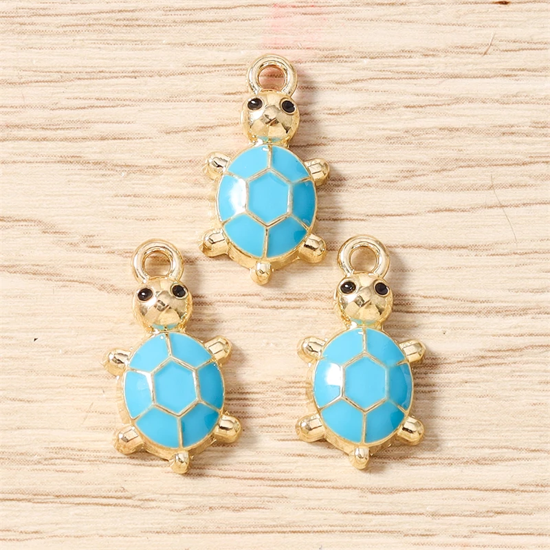 10 Stück 10x18mm Cartoon Emaille Tier Schildkröten-Anhänger für Schmuckherstellung Ohrringe Halsketten DIY Handgemachte Bastelarbeiten Zubehör – Detail 9