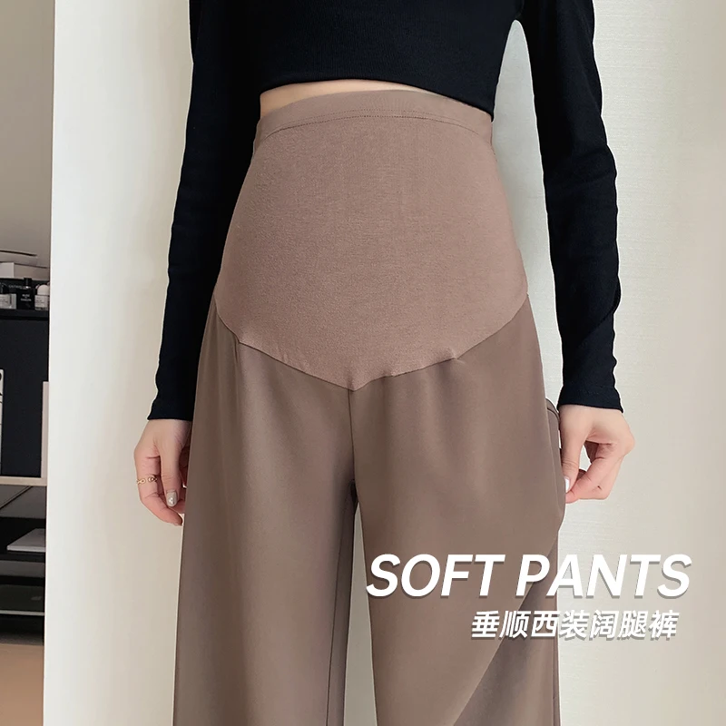 2024 Autumn Casual Suit Pants Maternity Droop Belly Wide Leg Loose Straight Trousers for Pregnant Women Pregnancy Youth Y2K