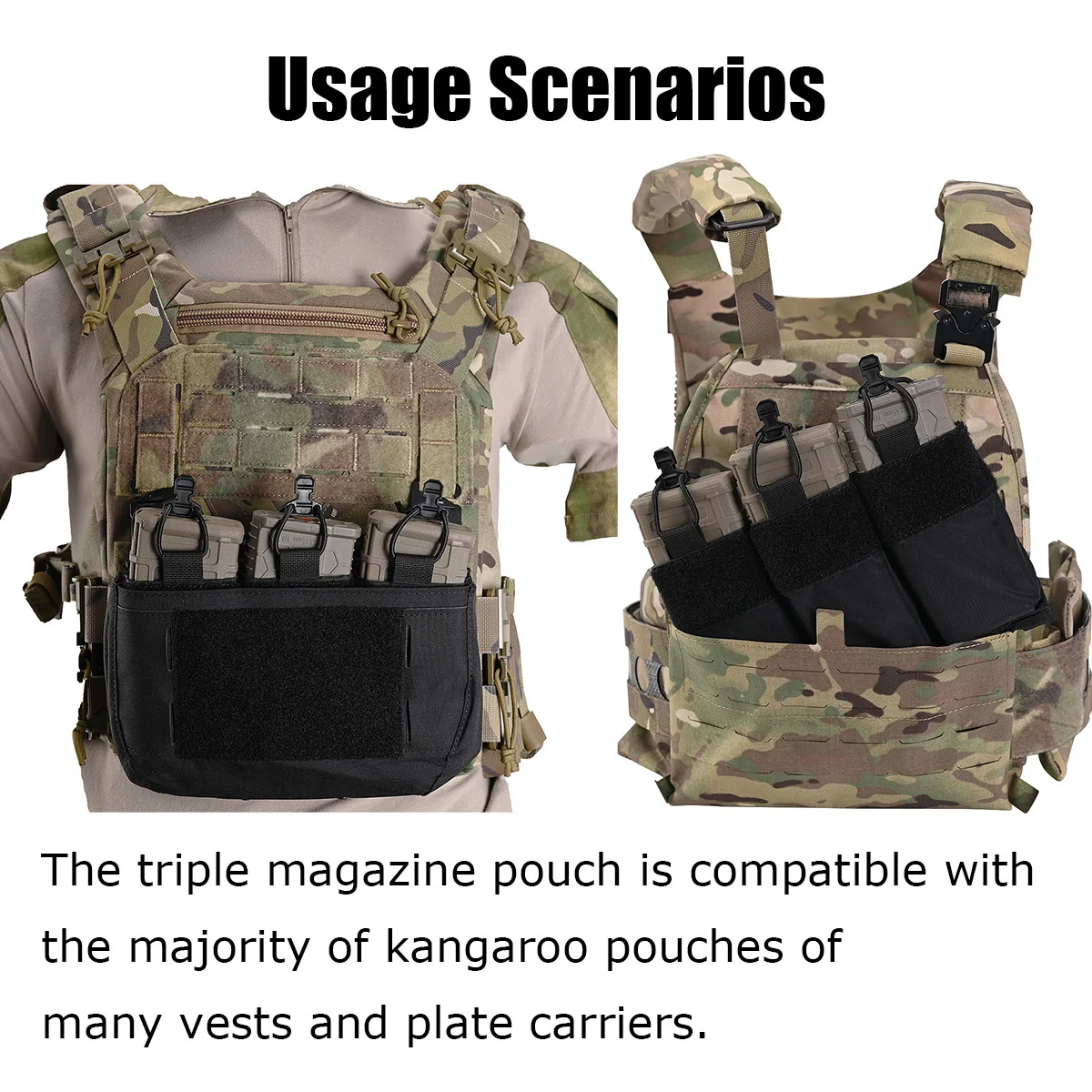 556 762 Triple Magazine Pouch Kangaroo Insert M4 AR Magazines Hunting Bag For DOPE Front Flap FCPC V5 Plate Carrier