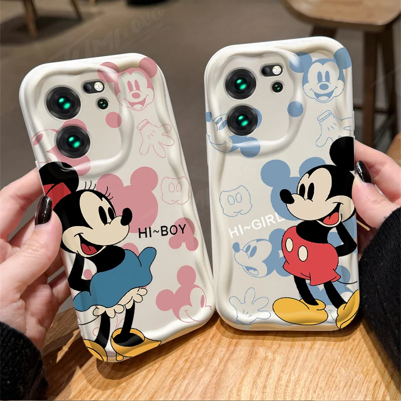 Disney Minnie Mickey Mouse 3D Wave Case For Xiaomi Redmi 12 12C 12R 11A 13C 10 10C 10X 9 Power 9A 9C 9T 8 K70E K70 K60 K50 Pro