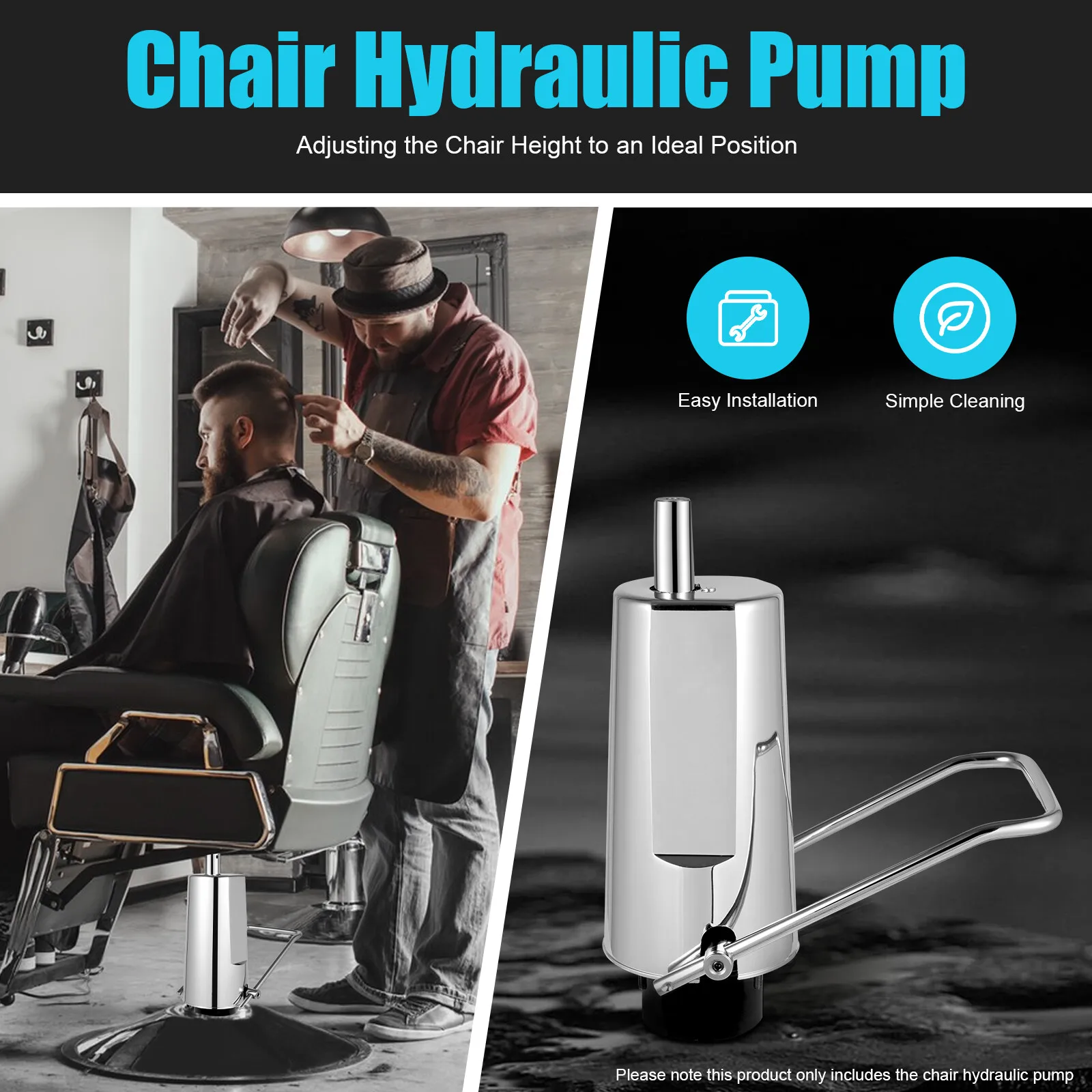 

4 Bolt Hydraulic Pump for Beauty Styling Chair Lift Cylinder 26mm Shaft 440lbs Capacity Height Adjustable