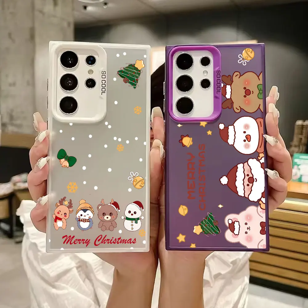 

S25FE Case For Samsung S25 S24 Ultra Snowman Elk Christmas Tree Cases For Galaxy S23 S22 S21 FE S20 S26 Ultra Plus Phone Cover