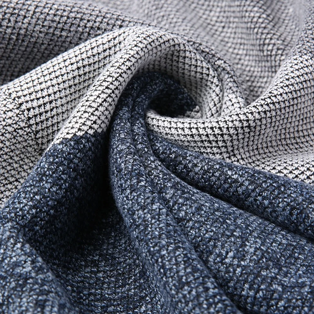 Spring Winter New Men\'s Cardigan Single-Breasted Fashion Knit  Plus Size Sweater Stitching Colorblock Stand Collar Coats Jackets