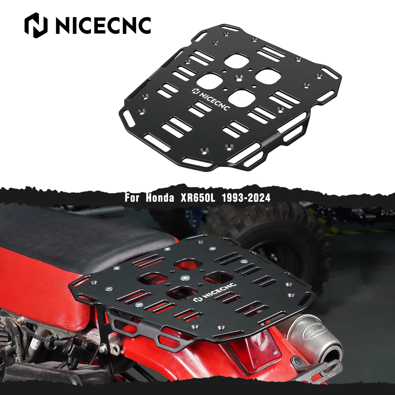 

NICECNC Motocross Rear Luggage Rack for Honda XR650L XR 650 L 1993-2024 2022 Rack Kit CNC Aluminum Including Mounting Hardware