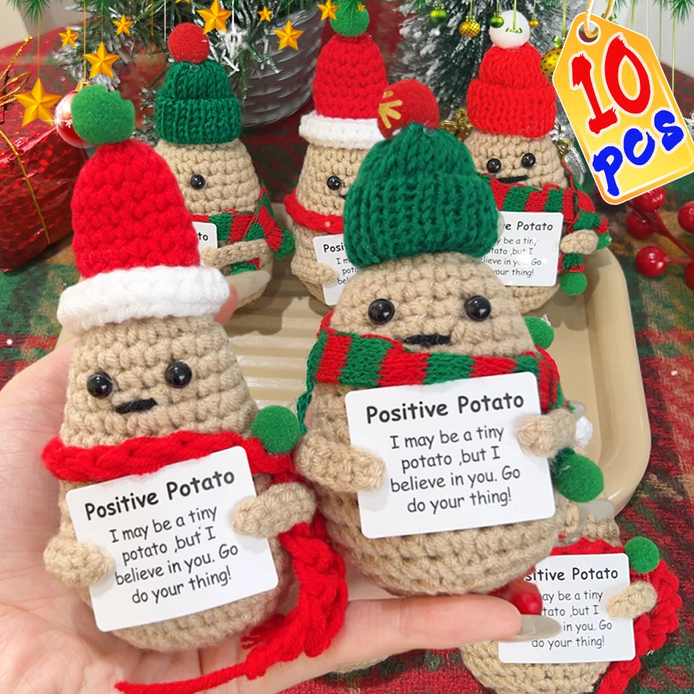 Positive Energy Potato Emotional Support Mini Handmade Knitting Doll Ornament Xmas Party Gifts Home Interior Decoration Supplies