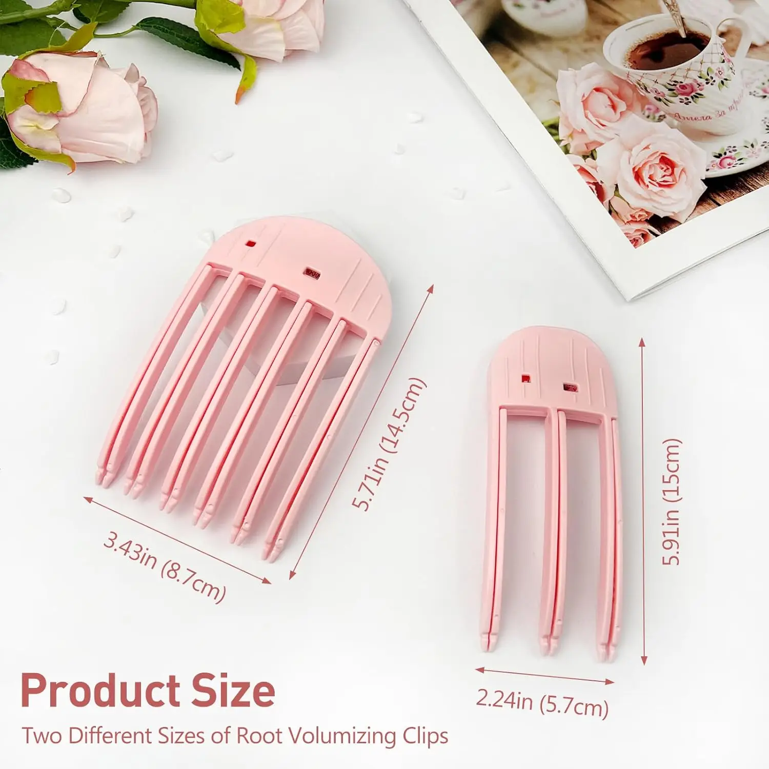 2Pcs Volumizing Styling Comb , for Fluffy Bangs, No-Trace Root Lifting Clips, High Crown Volume Tool for a Natural Puffy Hairsty