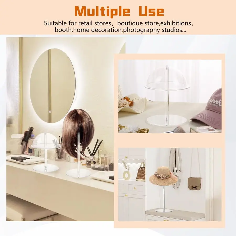 Set 8 13 High Clear Hat Display Stand and 6mm Thick Clear Acrylic Risers Display Stands