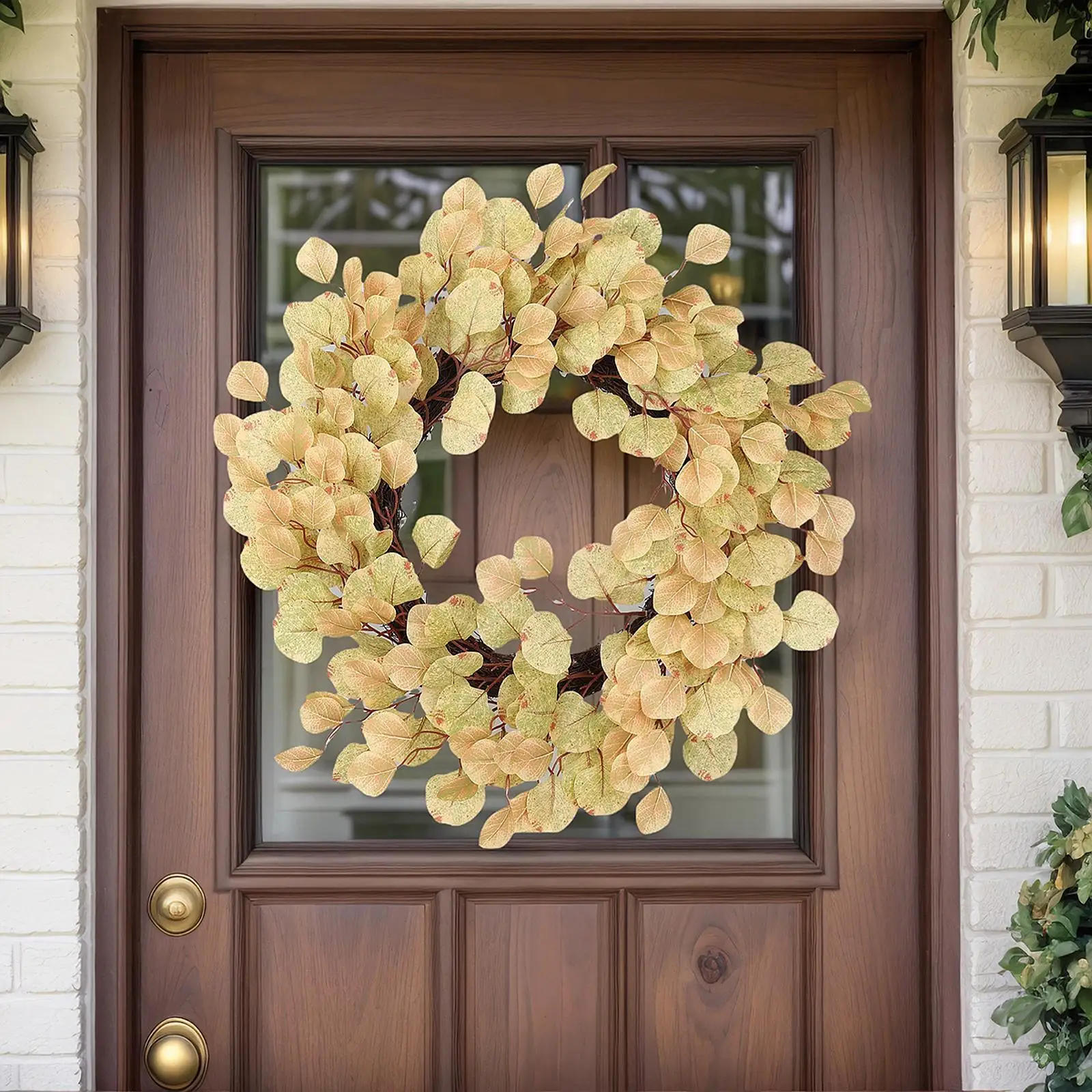 

Fall Wreaths for Front Door Maple Leaves Autumn Wreath Fall Door Wreath for Wedding Hotel Indoor Outdoor Thanksgiving Day Wall