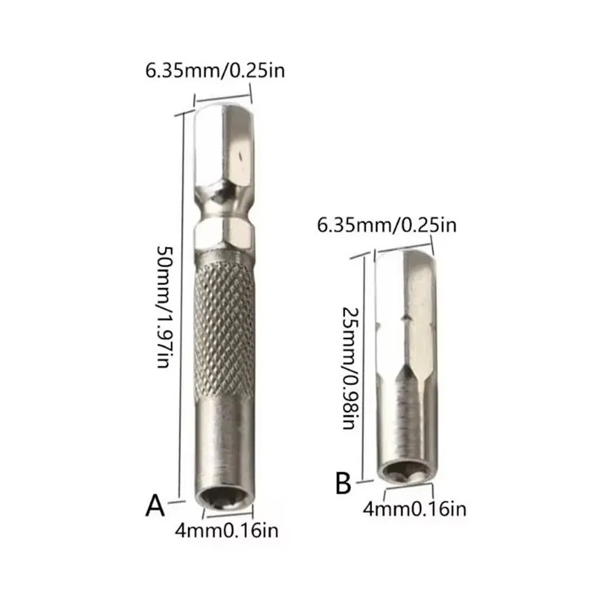 4pcs Magnetic 6.35mm Hex To 4mm Socket Bit Adapters, Quick Release Holders For Electric Screwdriver Hand Tools