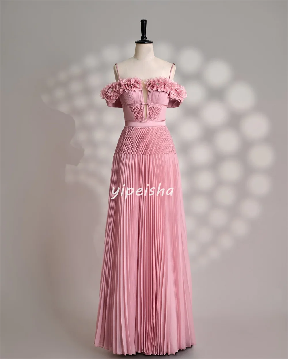 Customized Intricate Fashion Handmade Flower Beading Straight Off-the-shoulder Long Dresses Bespoke Occasion Dresses Elegant image 2