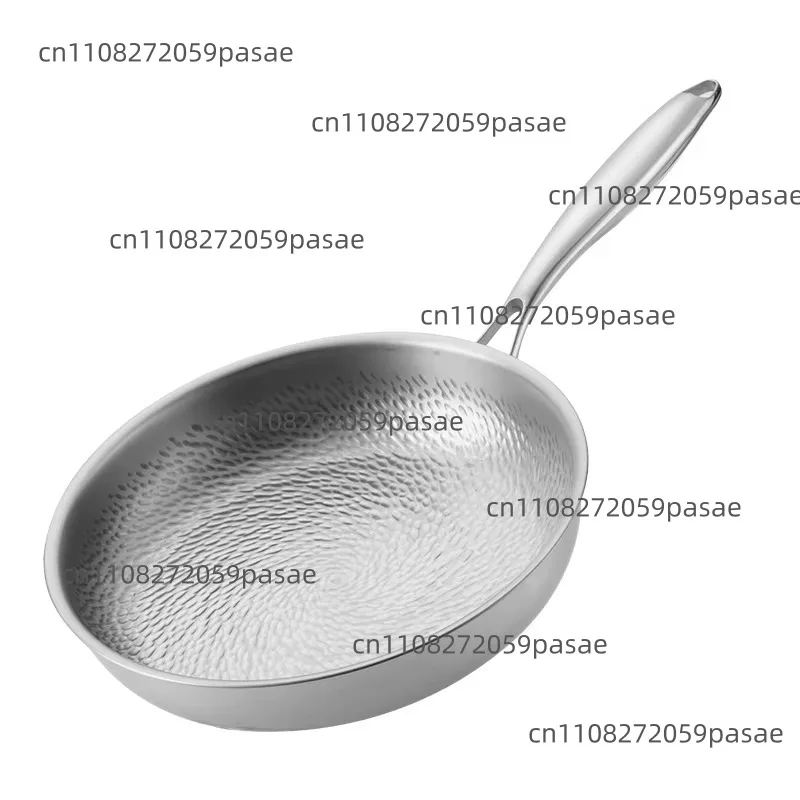 Hammering Uncoated Titanium 4L Frying Pan Stainless Steel Handle Transparent Glass Cover Frying