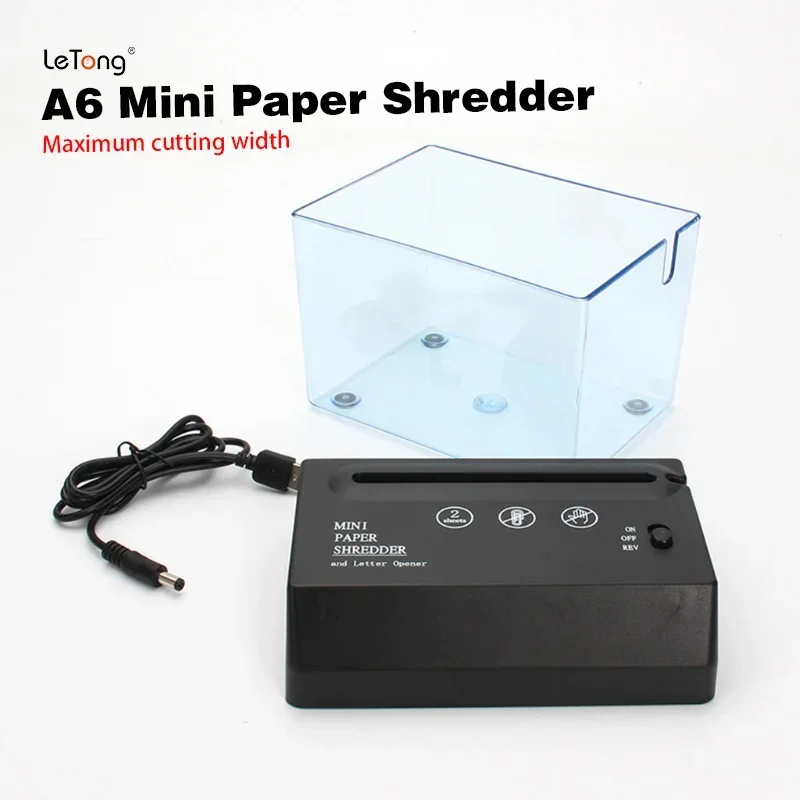 Mini Paper ShredderA6 Portable Mini Paper Shredder Electric USB Battery Operated Shredder Documents Paper Cutting Tool For Home