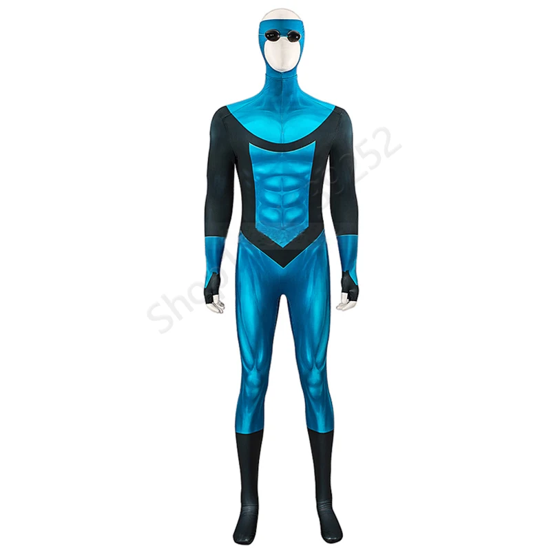 Invincible Mark Grayson New Suit Cosplay Costume Men Zentai 3D Print Jumpsuit Goggles Mask Set Halloween Male Fantasia Bodysuit