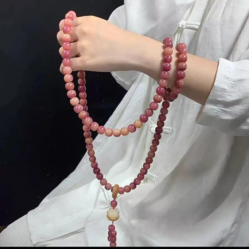 108 Natural Purple Bodhi Beads Lotus Carved Mala Bracelet Necklace Buddhist Prayer Beads Yoga Meditation Lucky Jewelry Men Women
