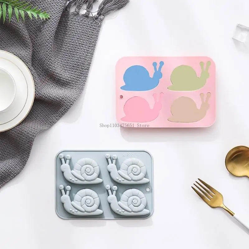  4 Cavities Snail Silicone Molds For Making Cake Chocolate Baking Freezing Drinks