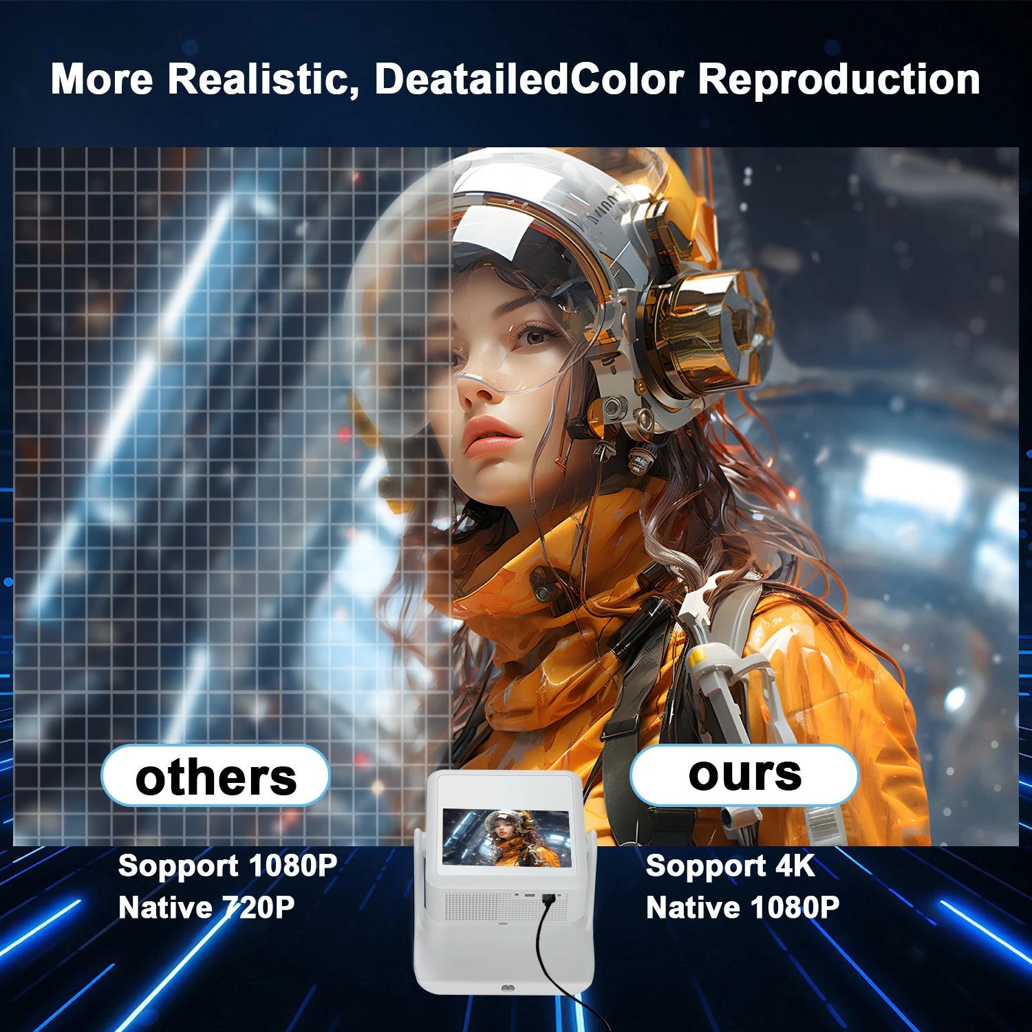 Aepuosem A2pro Android-Projektor – 4K/1080P, Dual-Screen, Touch-Steuerung, Heimkino, Gaming und Gesang