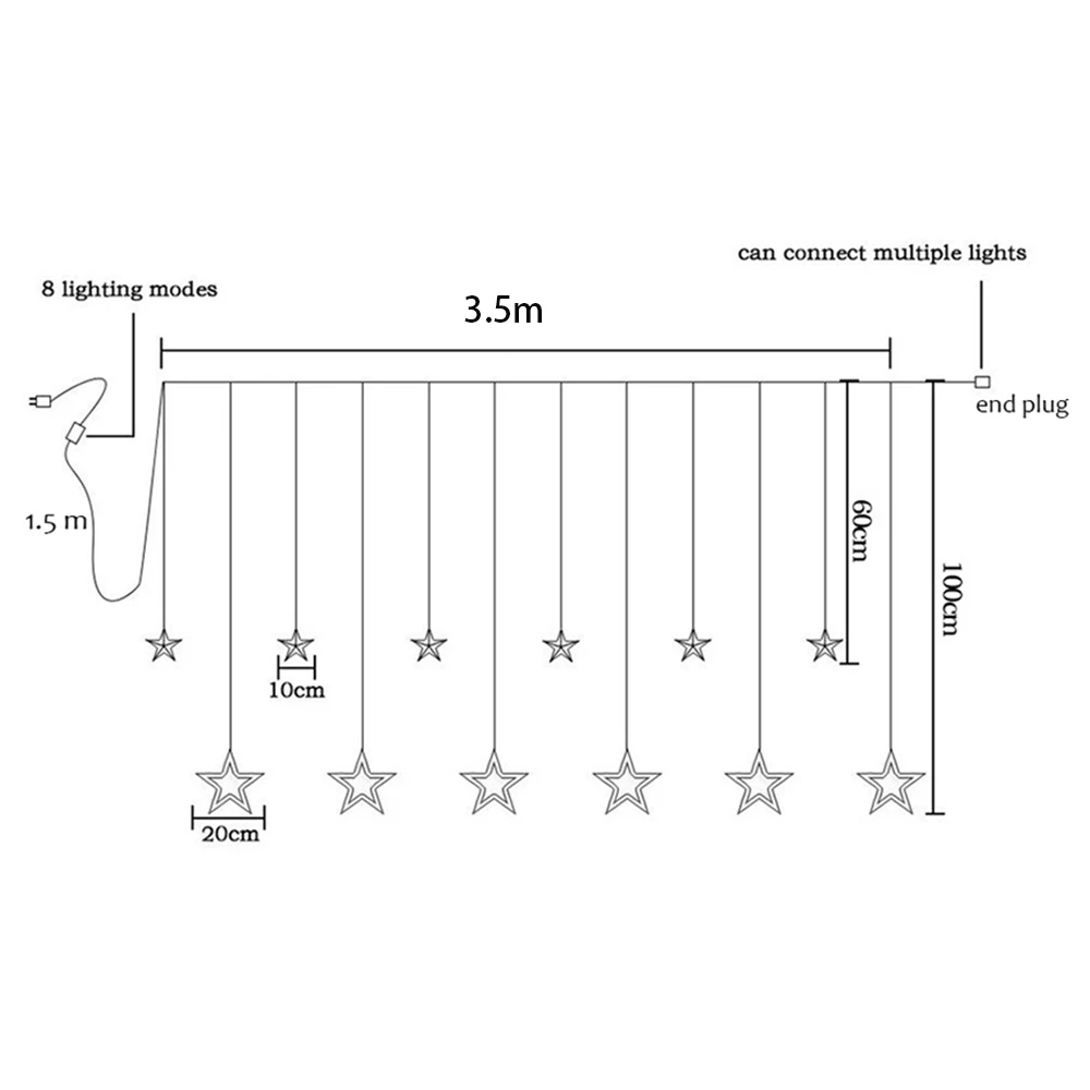 3.5m 138 LED Colonna di ghiaccio Stella Fata Luci della stringa Ghirlanda di Natale Tende Luci stellari Banchetto di nozze Casa All\'aperto Capodanno