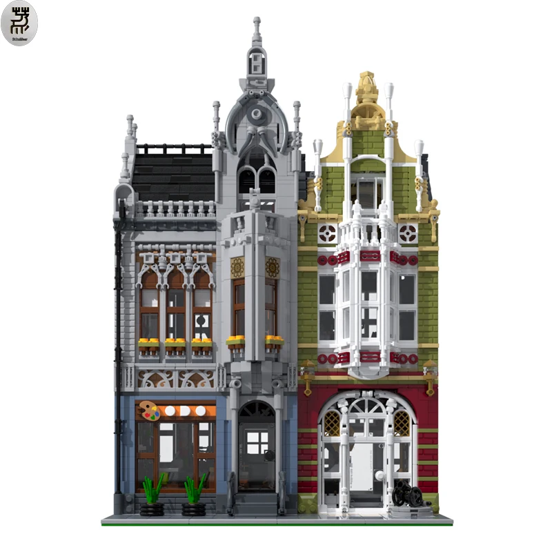 MOC Town Hospital Modular Museum House Architecture Series Building Blocks Street View Model DIY Toys Bricks Gift for Children