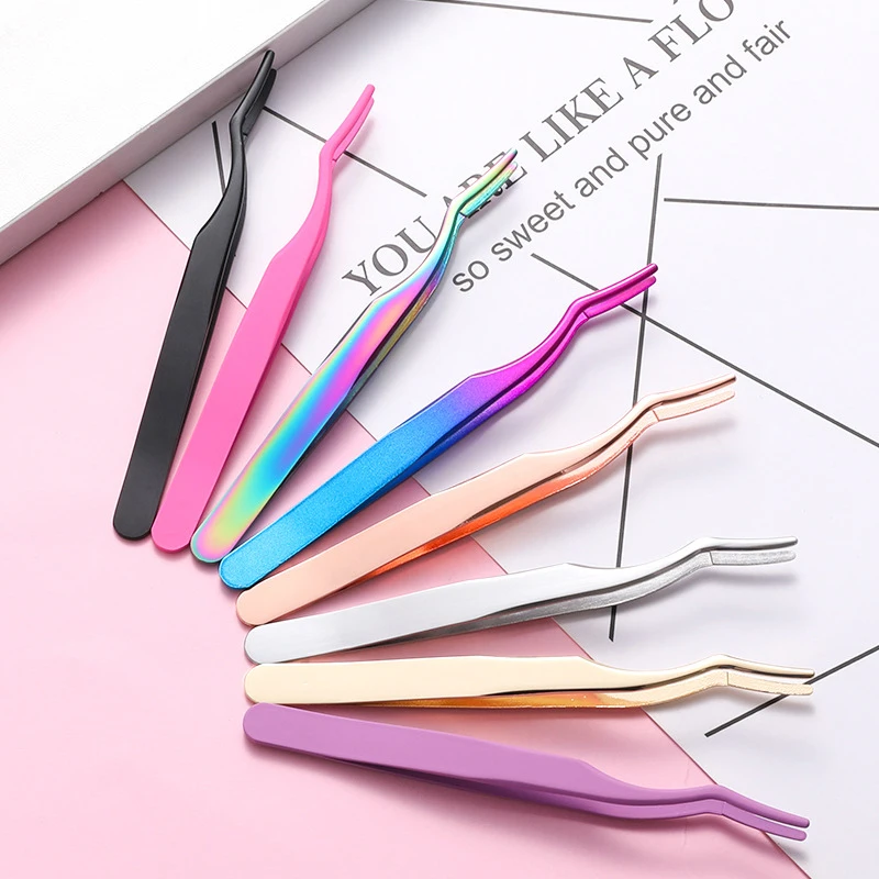 False Eyelash Tweezers False Eyelashes Applicator Stainless Steel Eyelash Extension Curler Nipper Clip Clamp Makeup Tools