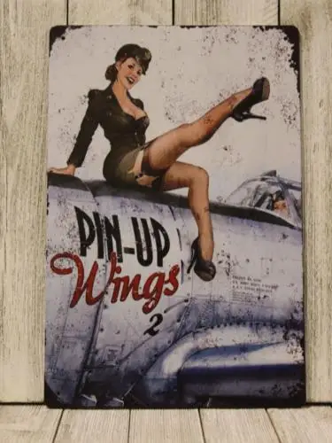 Sexy Pinup Girl Poster Tin Sign Vintage Look American USAF Airforce-Aluminum