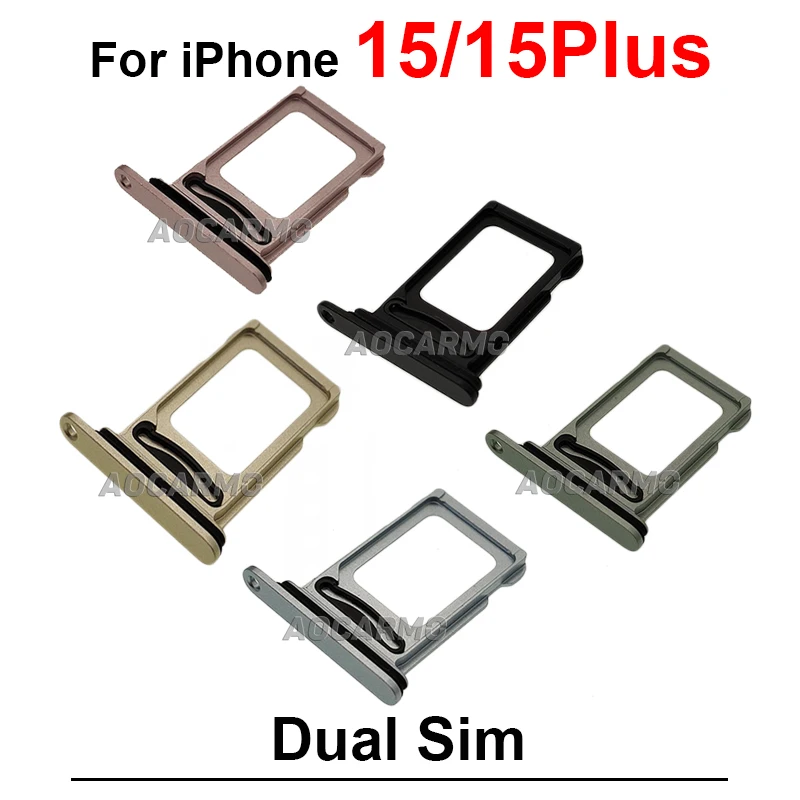 Dual Sim Tray For iPhone 15 PLUS 15Plus Black Blue Green Yellow Pink SIM Card Holder Slot Replacement Parts