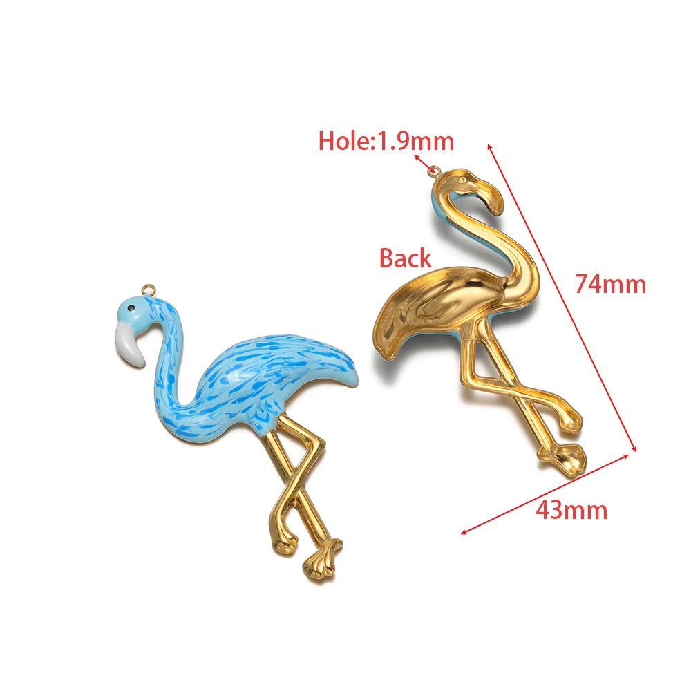 2 قطعة 304 الفولاذ المقاوم للصدأ المينا فلامنغو السحر قلادة ذهبية قاعدة ل القلائد أقراط لوازم الحرف والمجوهرات DIY بها بنفسك صنع السائبة