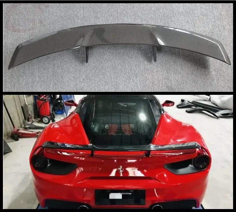 NOVIT GT STYLE REAL CARBON FIBER REAR WING TRUNK LIP SPOILER FOR Ferrari 488 GTB Spider 2015-up