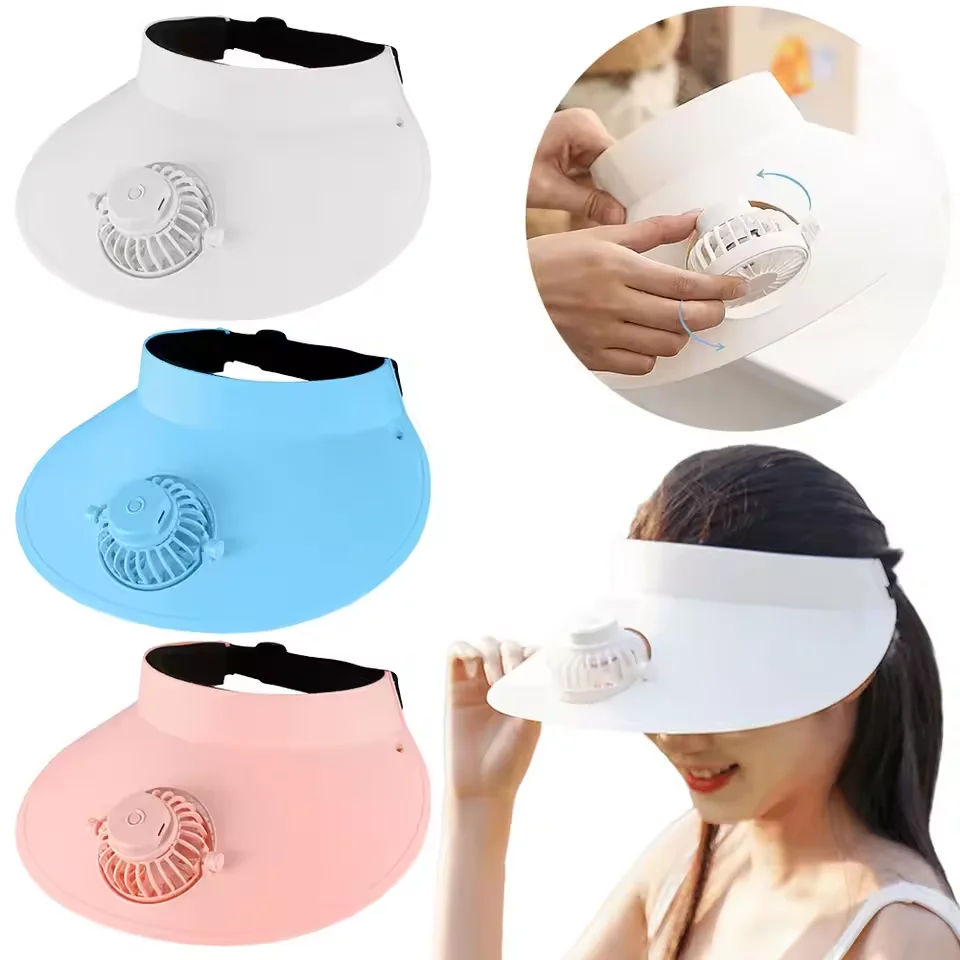 Cooling Fan Hat Built-in Fan Breathable Design Empty Top Cap Lightweight Adjustable Cap Sun Protection Fashion Hats Fishing Hat