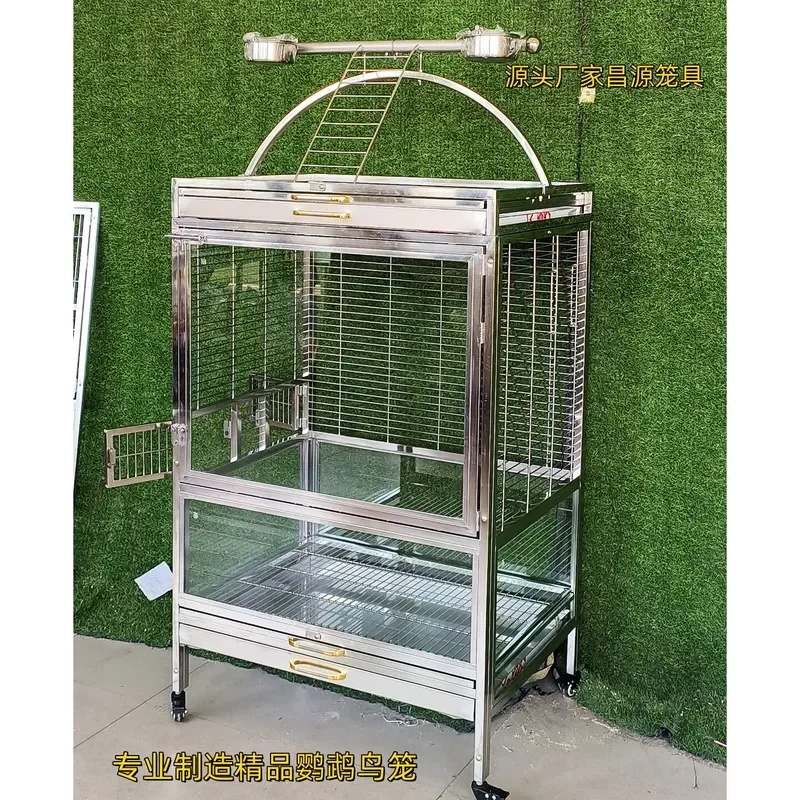 For Parrot Cage Stainless Steel Bird Cage Luxury Gray Macaw Sunflower Breeding Large Size Durable Spacious Indoor Outdoor