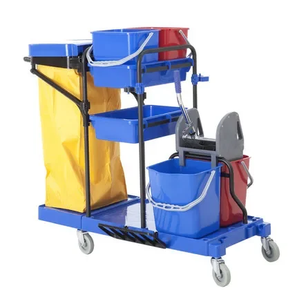 Clean trolley janitor cart with mop bucket Hotel Cleaning trolley