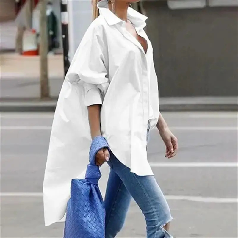 Loose Women's Long Sve irt Casual Sle Lantern Sve Regular Thin Pure Color Fem Faion Summer irt