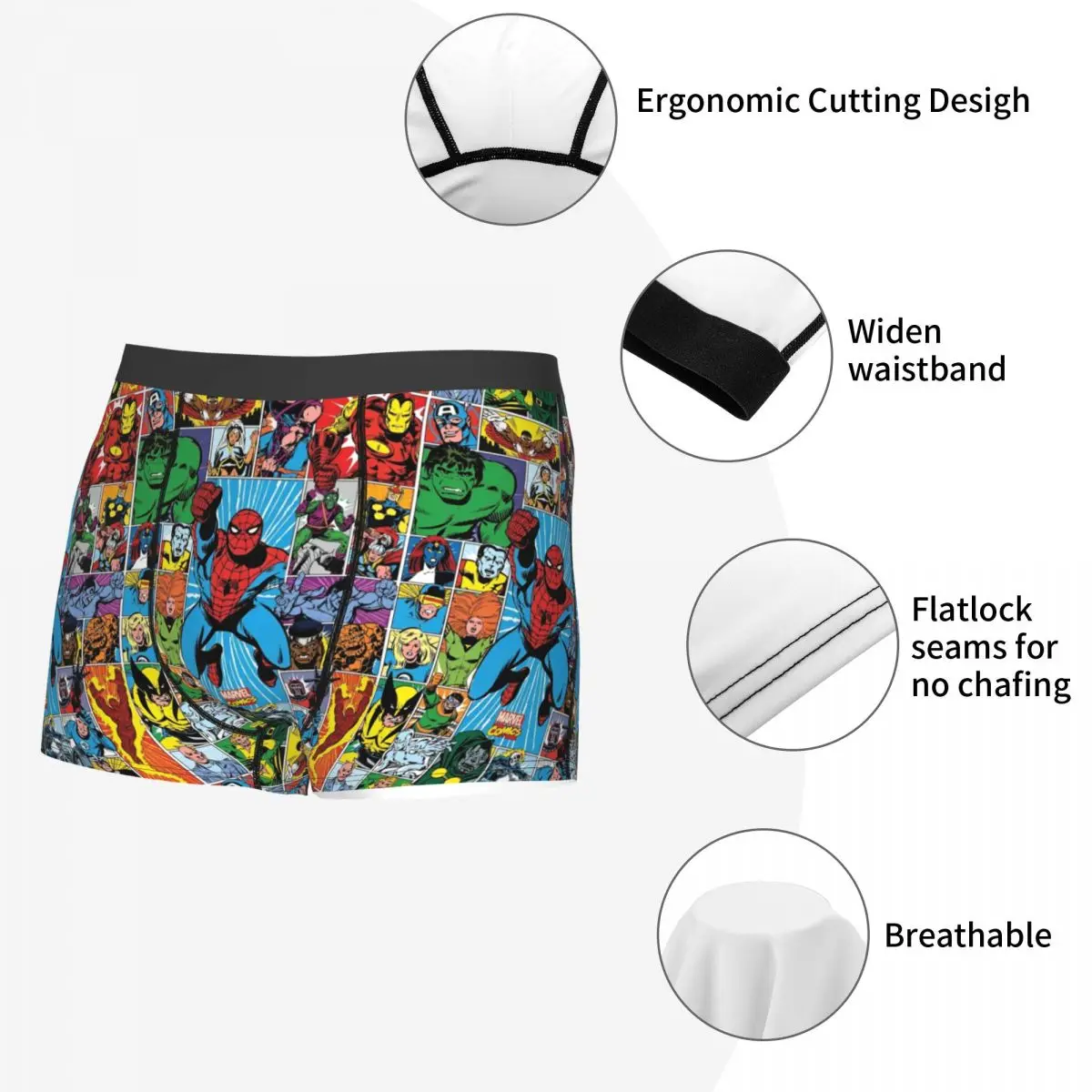 Men The Avengers Superhero Underwear Cartoon Spider-Man Iron Man Sexy Boxer Briefs Shorts Panties Homme Soft Underpants S-XXL