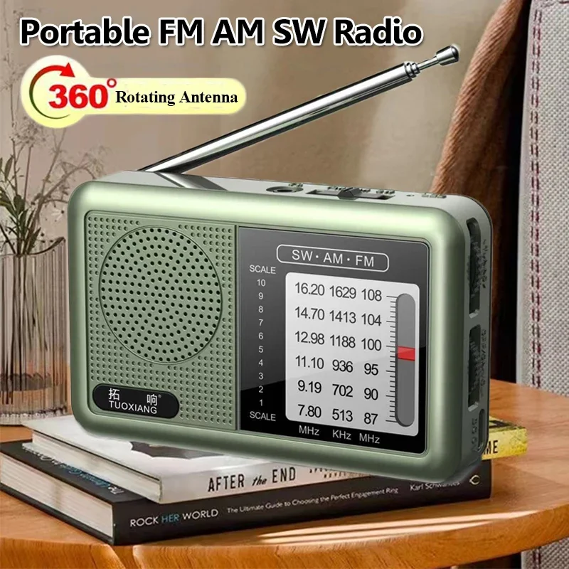 แบบพกพา FM AM SW มินิวิทยุความไวสูงชิป DSP วิทยุในตัว Loud Volume รองรับลําโพง 3.5 มม.หูฟัง Pla