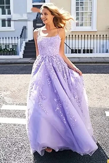 Vestido de novia con tirantes finos, traje de tul con apliques de encaje, longitud hasta el suelo, línea A, para invitados de boda, WH9976, 2023