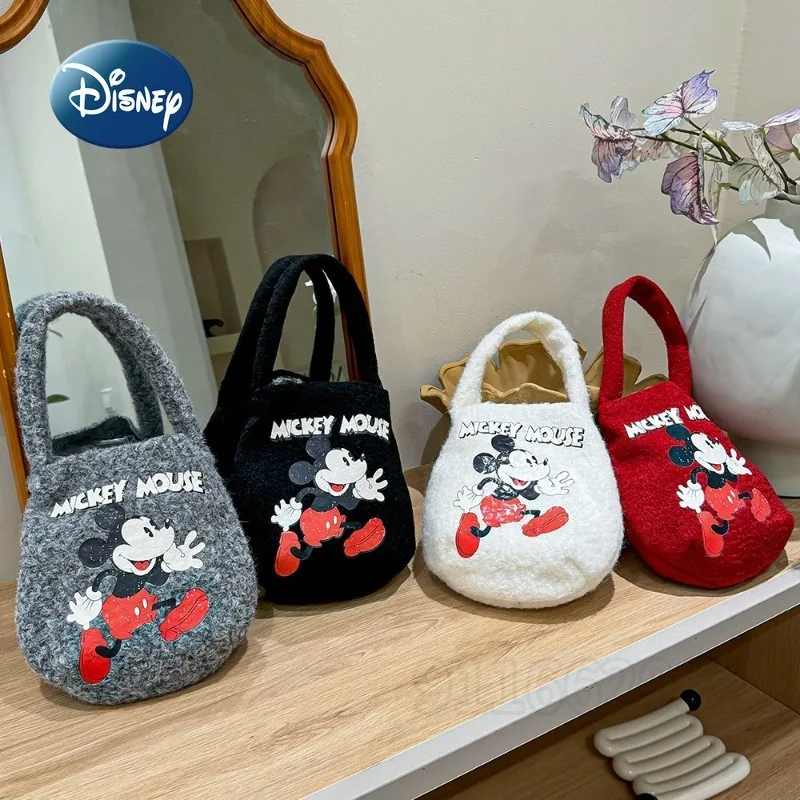 Disney Mickey New Plush Women's Handbag Cartoon Print Fashion Women's Shoulder Bag Casual Luxury Women's Bag High Quality