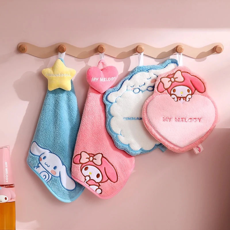 

Miniso Sanrio полотенце для рук висит впитывающее милое полотенце для рук детское утолщенное полотенце без волос для ванной комнаты с героями мультфильмов