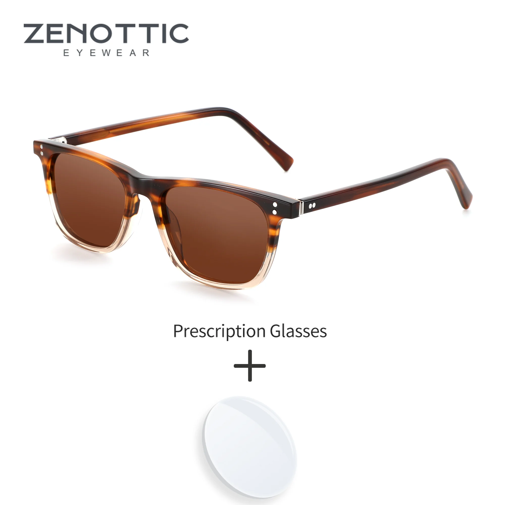 

ZENOTTIC XS Size Vintage Square Polarized Prescription Sunglasses For Unisex UV400 Fashion Acetate Myopia Optical Sun Glasses