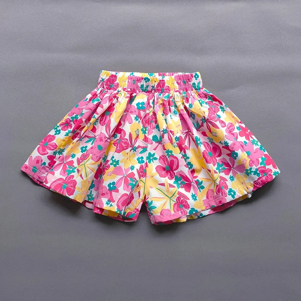 

Summer Sweet Korean Edition Girls' Flower Shorts Versatile Children's Casual Loose Pants Skirt Girls' Wide Legged Pants