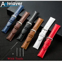 14mm 16mm 18mm 20mm 22mm Quick Release Bamboo/Plain Leather Watch Strap for Universal Watch Band Accessories with Tool